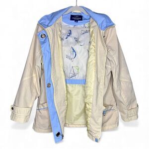 Mackintosh New England Womens Hooded Yellow Raincoat Sz L Nautical Utility Vacay